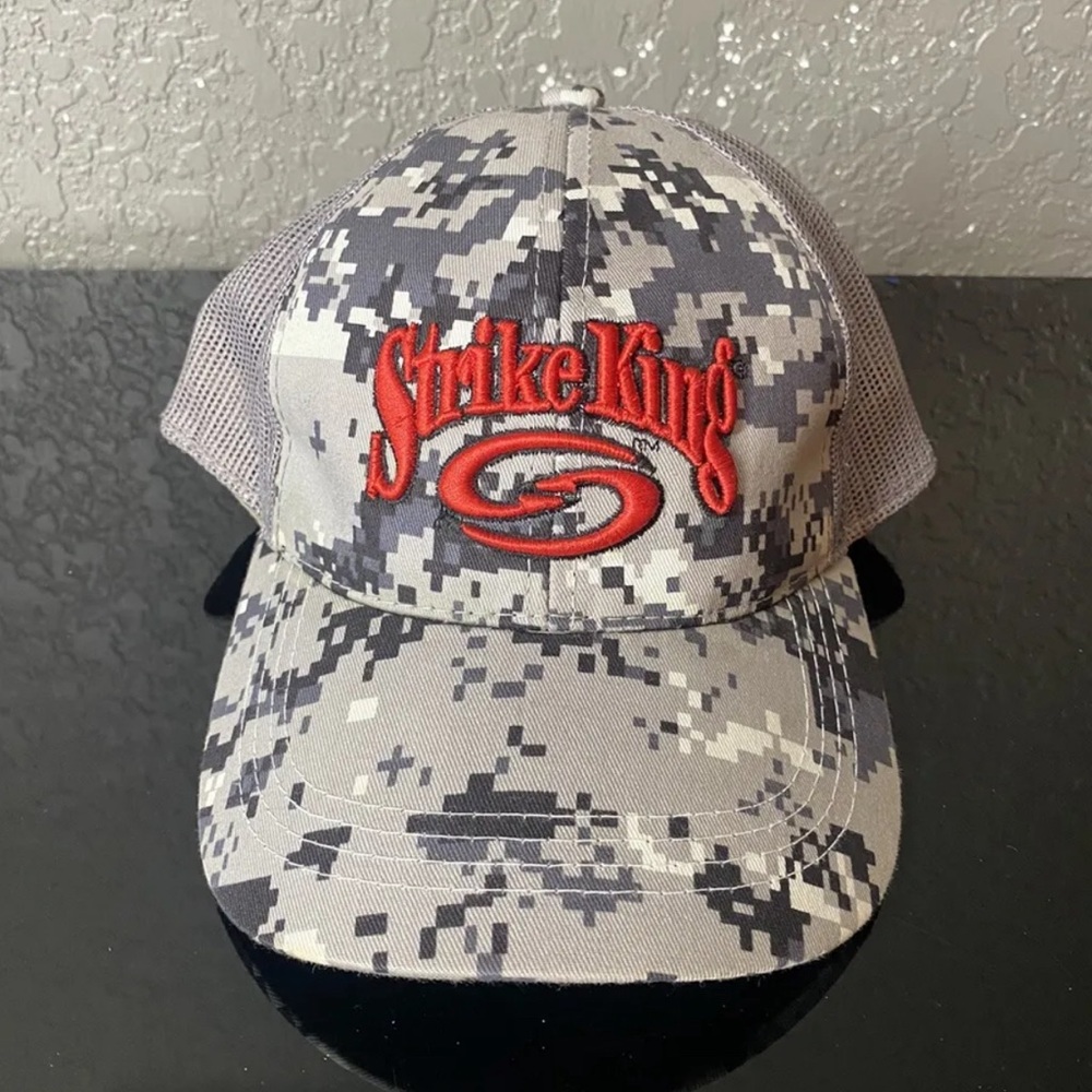 Strike King Gray Digital Camo Hat Cap Mesh Back Adjustable Strap Back Fishing